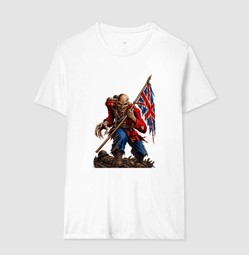 Camiseta Heavy Metal Caveira Soldado Britânico – Estampa Rock Dark Iron Maiden - Imagem 4
