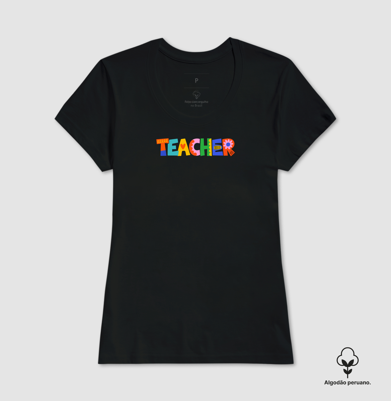 Teacher (Professor / Professora) Artístico & Colorido (algodão peruano) - Imagem 4