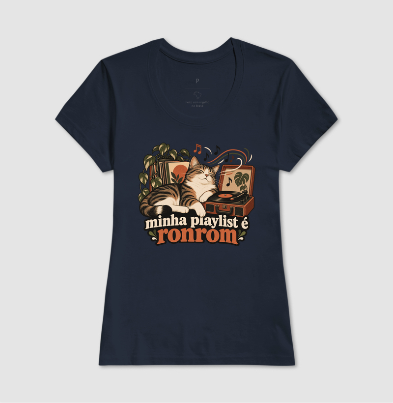 Camiseta Gato Música "minha playlist é ronrom" | Pelo & Pano - Imagem 7