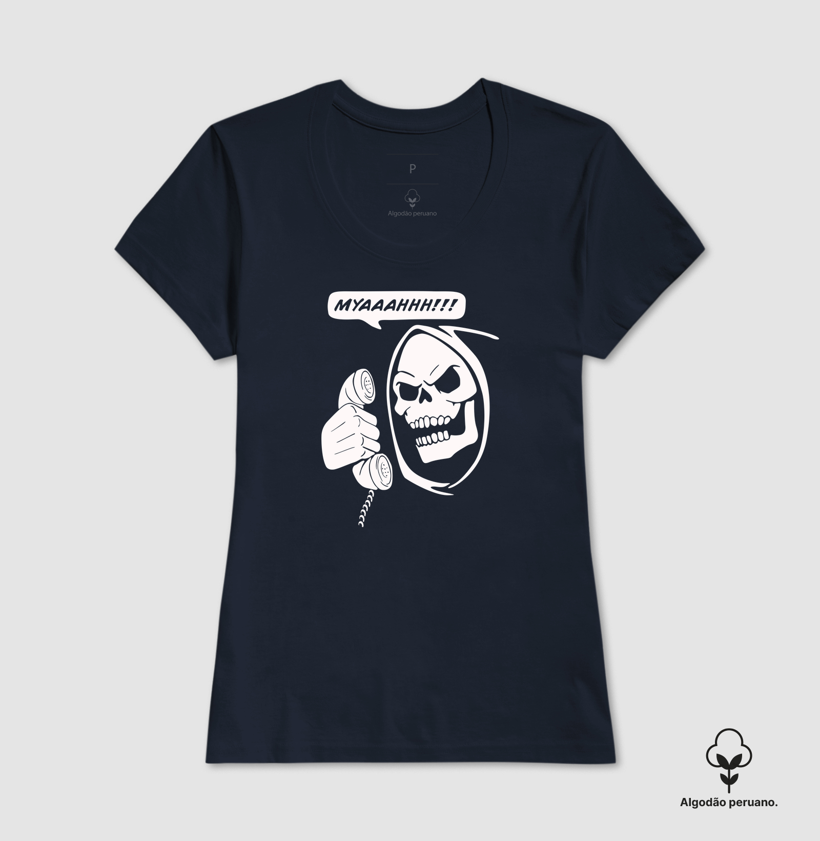 Camiseta Myah Phone Skeletor 2 Algodão Peruano - Imagem 5