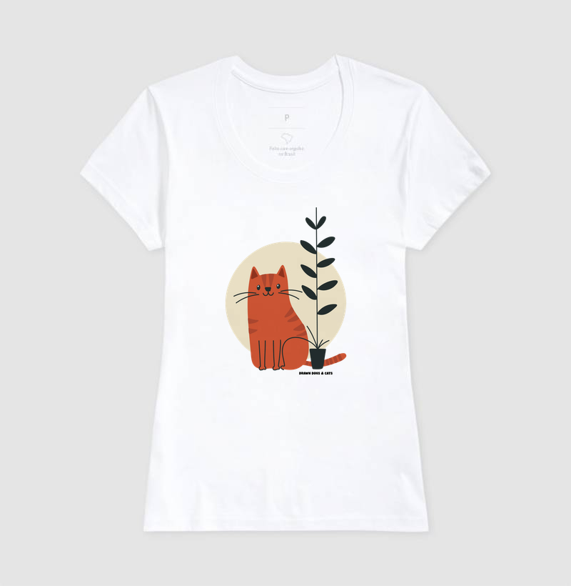 Gato laranja, fundo claro e vaso de planta - Imagem 4