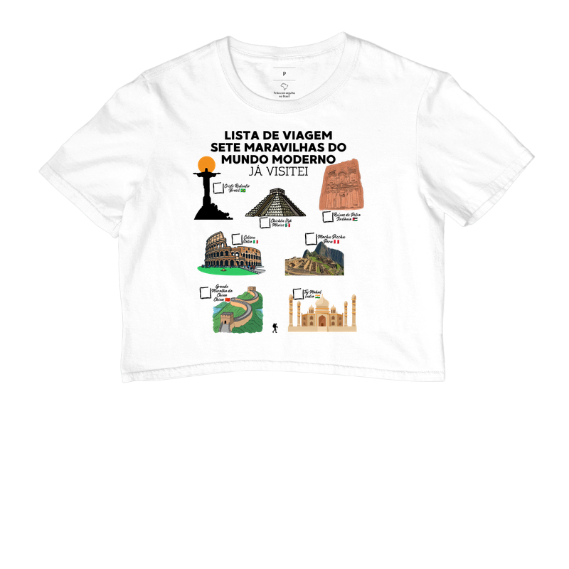Camiseta Lista de Viagem Sete Maravilhas do Mundo Moderno | Marque as que Ja Visitou | Colecao Personalizaveis - Imagem 3