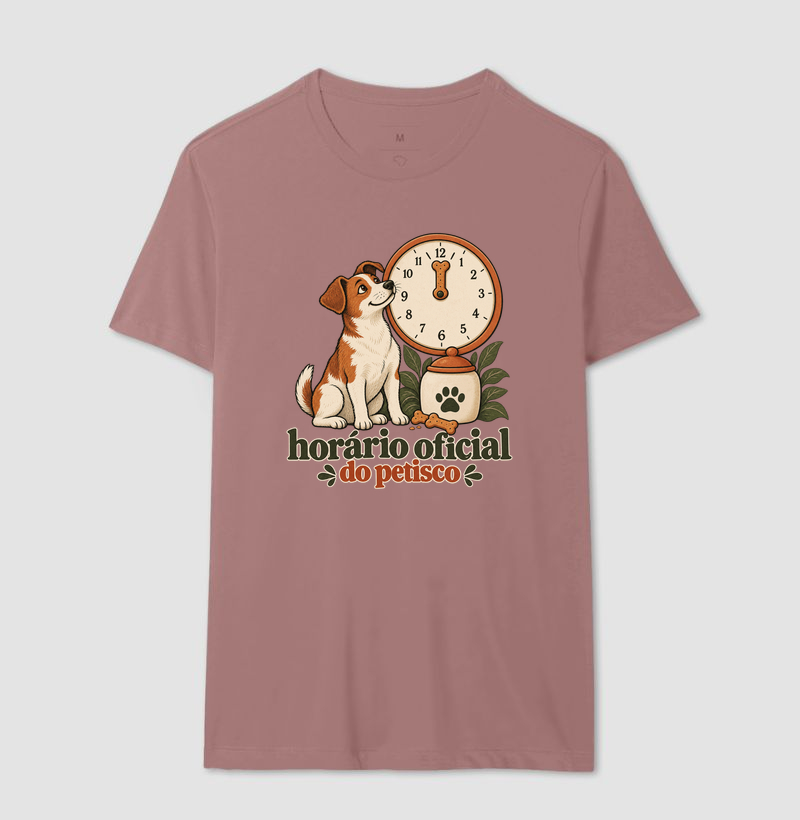 Camiseta Cachorro Petisco "horário oficial do petisco" | Pelo & Pano - Imagem 16