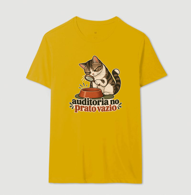 Camiseta Gato Comida "auditoria no prato vazio" | Pelo & Pano - Imagem 14