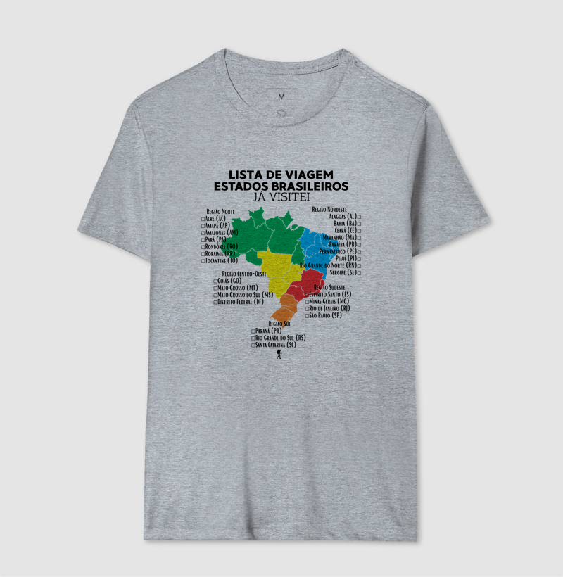Camiseta Lista de Viagem Estados Brasileiros Ja Visitei | Mapa Brasil Auto Personalizavel | Colecao Personalizaveis - Imagem 11