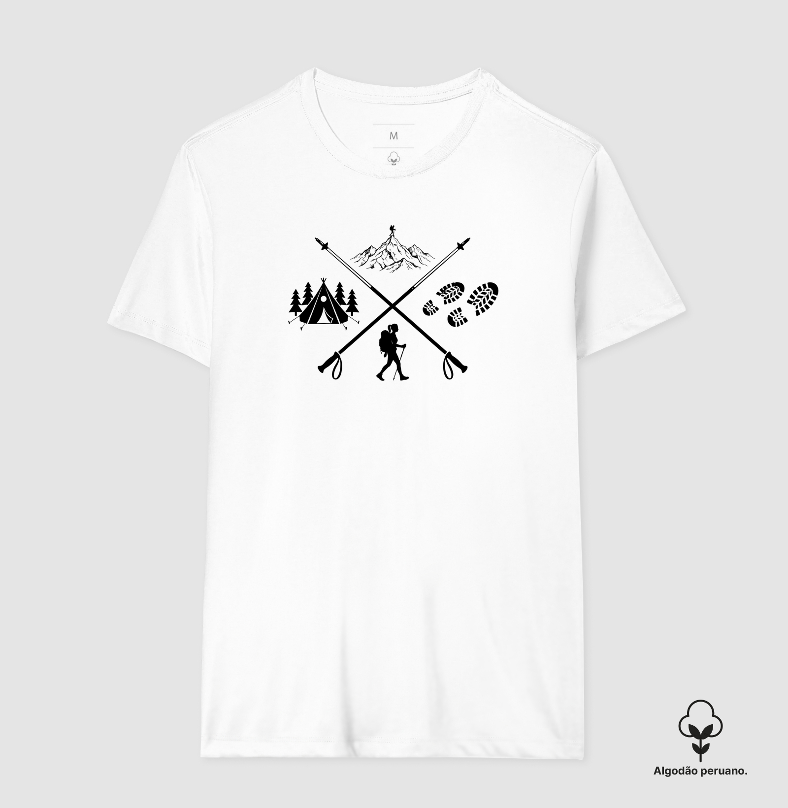Camiseta Trilheira Montanha Acampamento | Bastoes Cruzados Hiking Feminino | Colecao Viciados em Viagem - Imagem 3