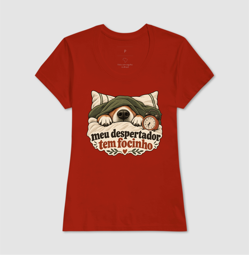 Camiseta Cachorro Humor "meu despertador tem focinho" | Pelo & Pano - Imagem 11