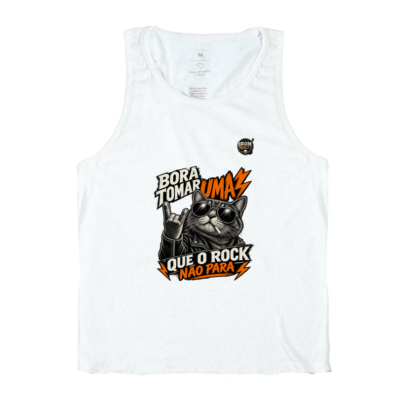 Camiseta Regata Rock Cat – Estampa Gato Rockeiro de Óculos e Jaqueta - Imagem 2