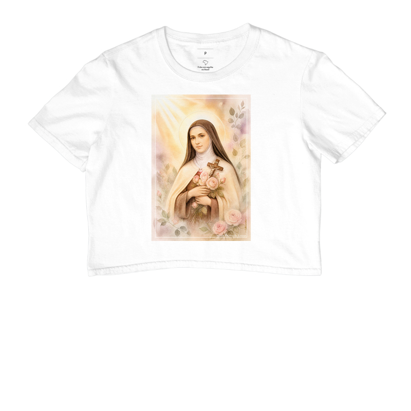 Santa Teresinha do Menino Jesus - Arte em Aquarela com Rosas - Imagem 3