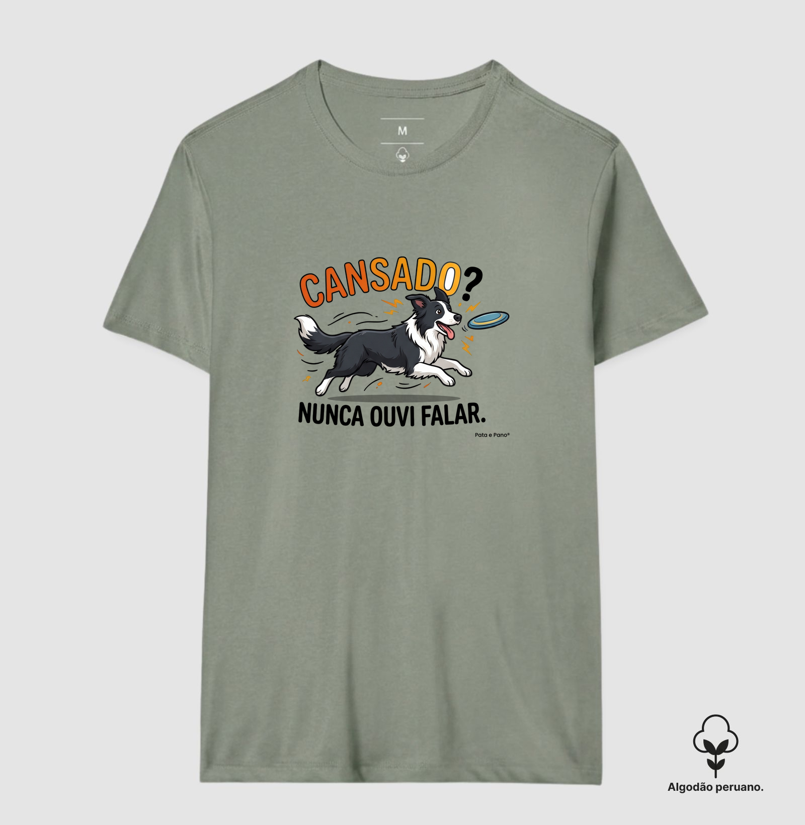 CAMISETA ALGODÃO PERUANO BORDER COLLIE CANSADO - Imagem 4