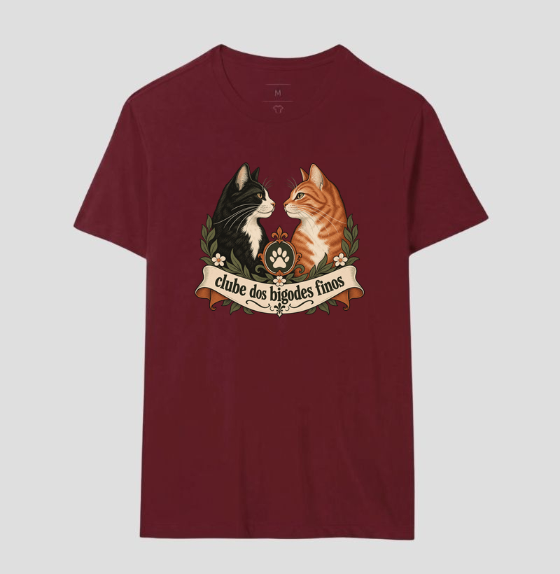 Camiseta Gato Clássica "clube dos bigodes finos" | Pelo & Pano - Imagem 18