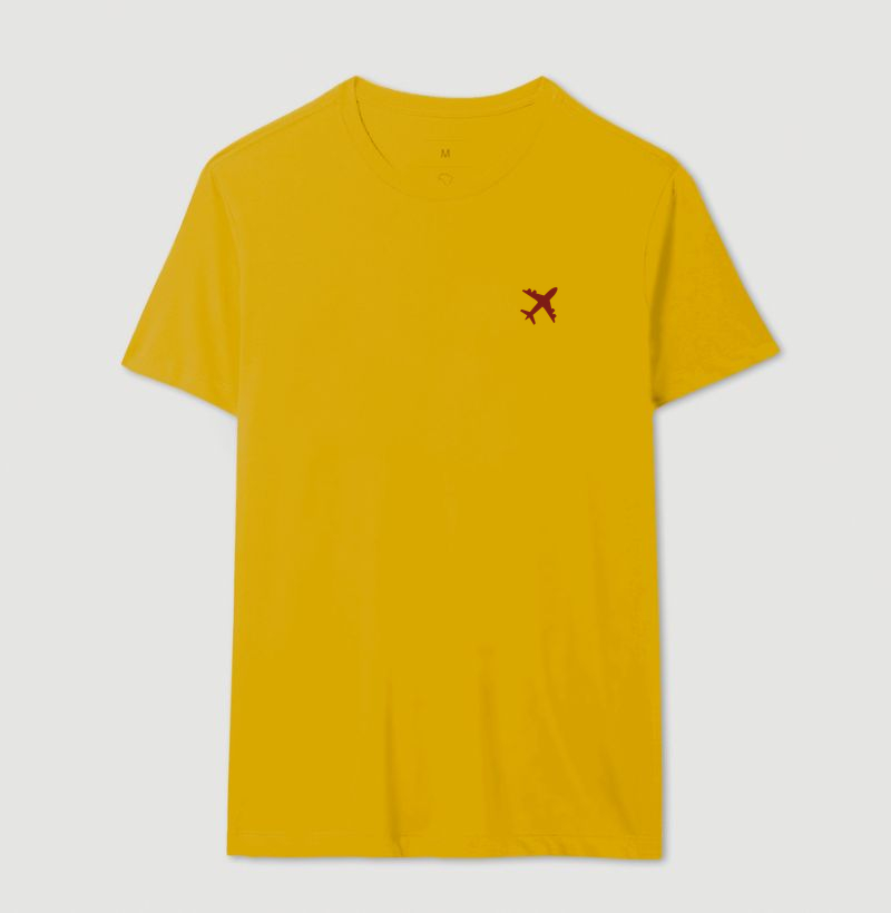 Camiseta Minimalista com detalhe de Avião vermelho escuro - Imagem 14