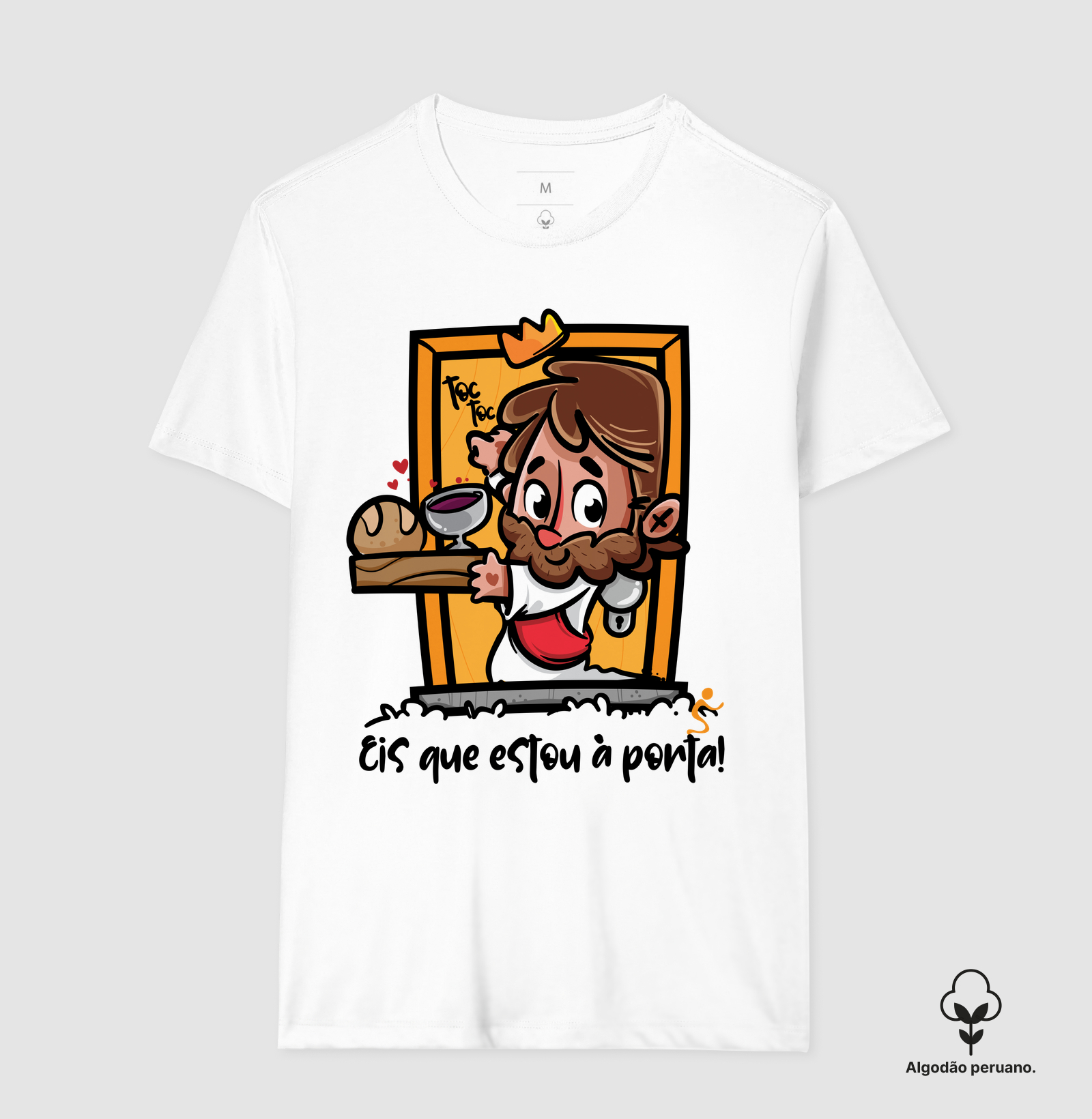 Camiseta Algodão Peruano Cristã Jesus Está à Porta - Imagem 2