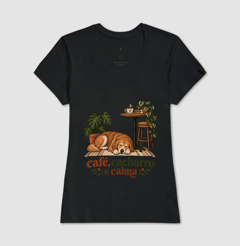 Camiseta Cachorro Café "café, cachorro e calma" | Pelo & Pano - Imagem 3