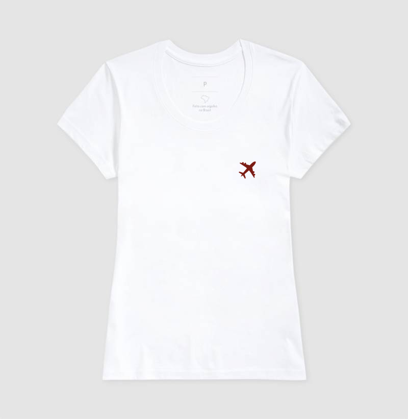Camiseta Minimalista com detalhe de Avião vermelho escuro - Imagem 5