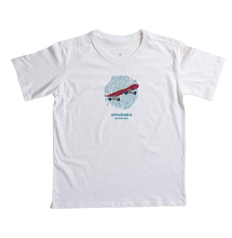 Camiseta Aimobaba Skateboard infantil branca