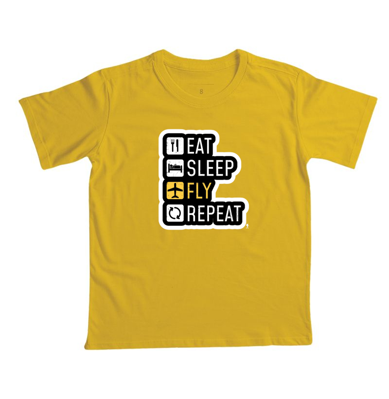 Camiseta Eat Sleep Fly Repeat | Rotina do Viajante Viciado | Colecao Viciados em Viagem - Imagem 3