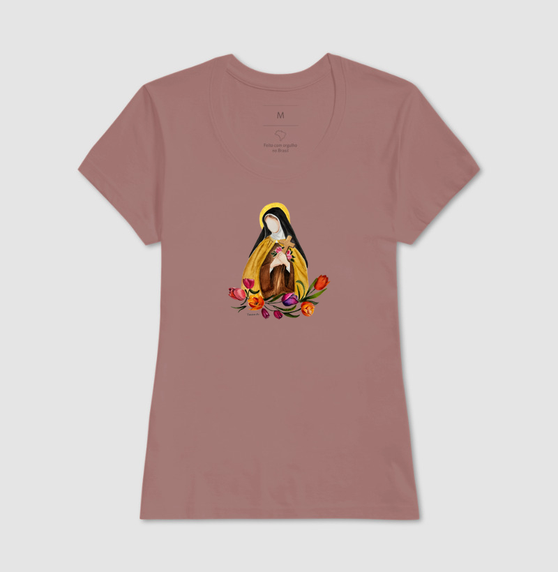 Camiseta Santa Terezinha das Rosas – Arte em Aquarela Taana de Sousa Araújo - Imagem 18