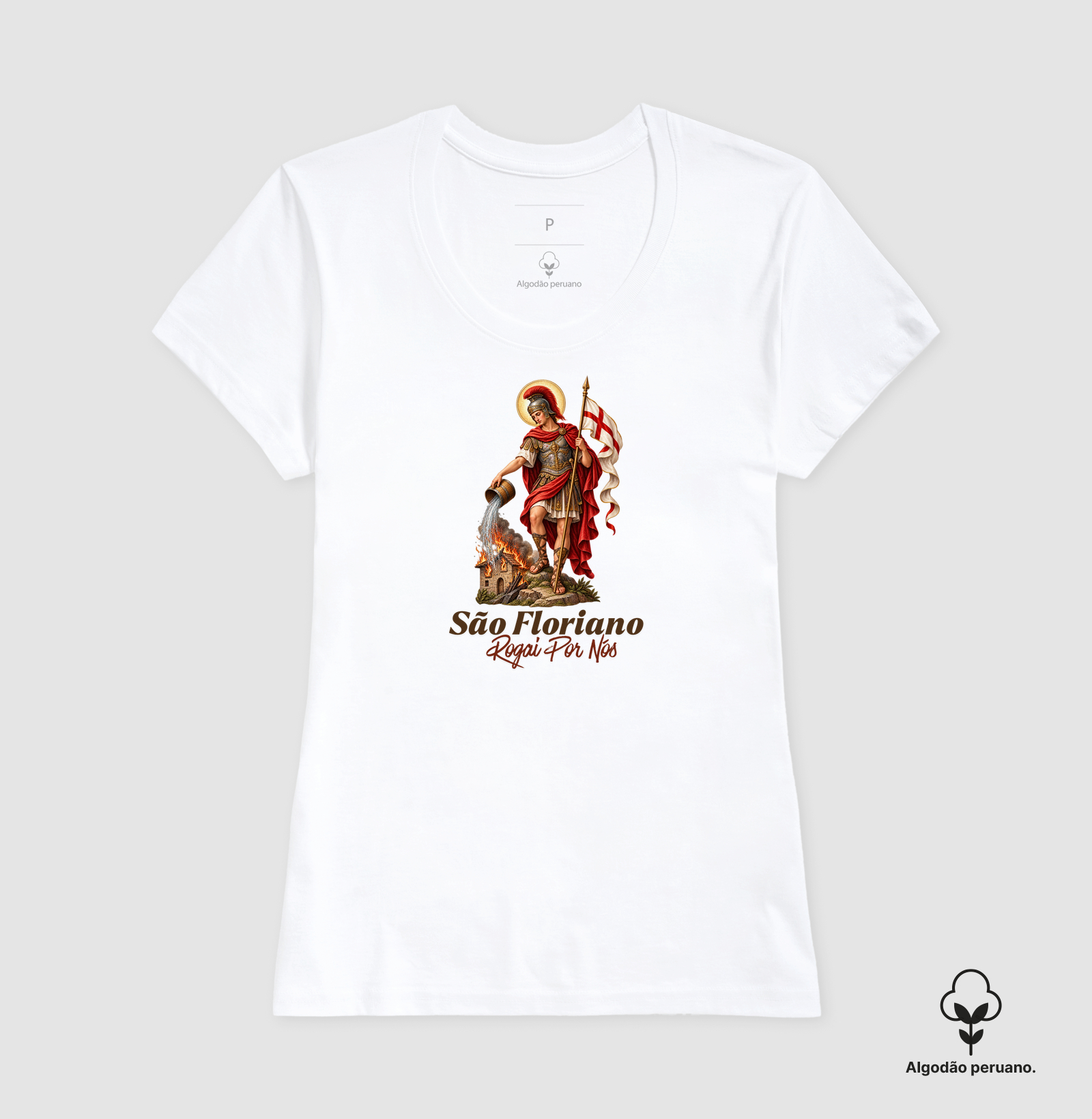 Camiseta Algodão Peruano São Floriano Rogai Por nós - Imagem 6