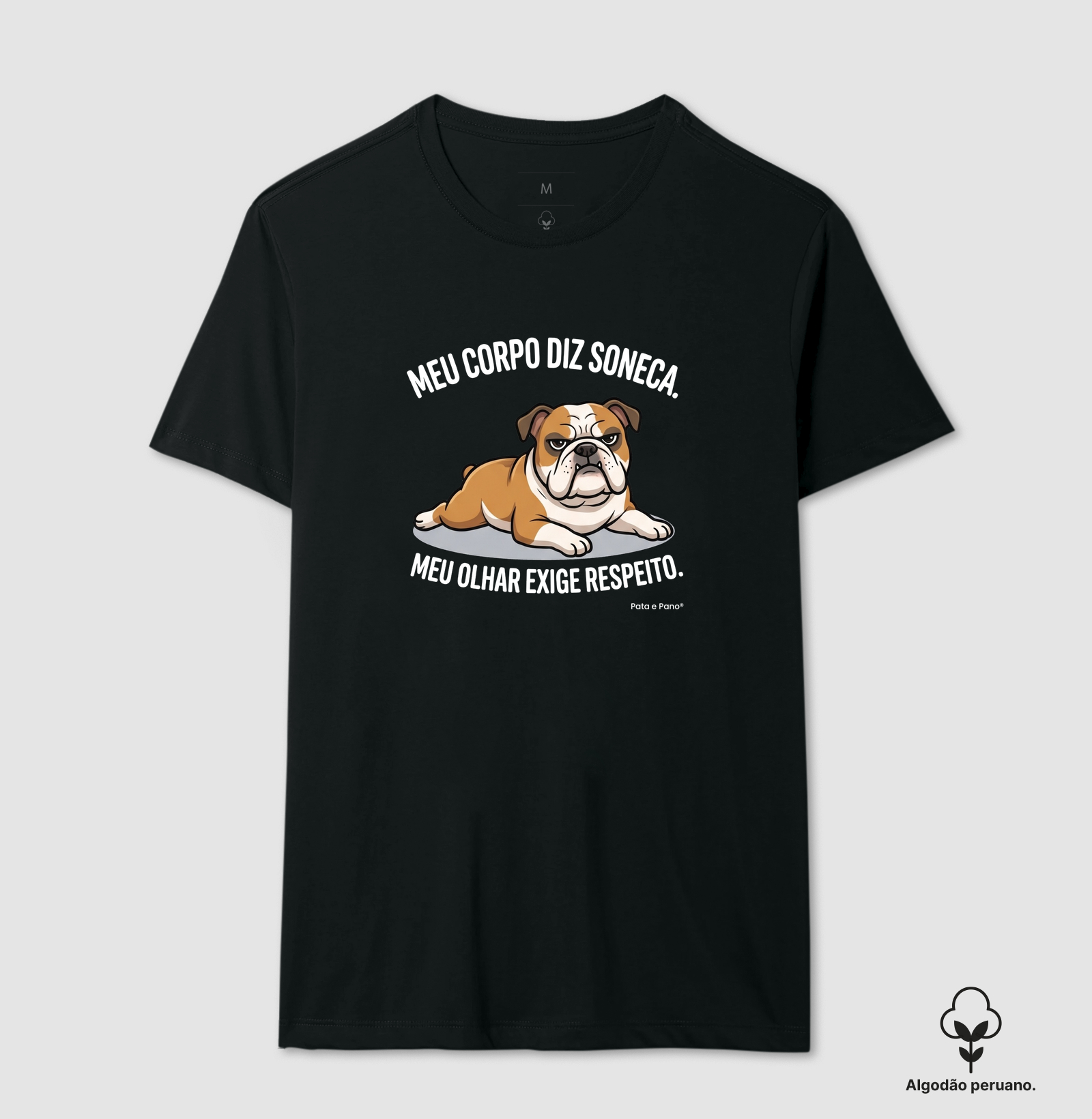 CAMISETA ALGODÃO PERUANO BULLDOGUE INGLÊS OLHAR - Imagem 2