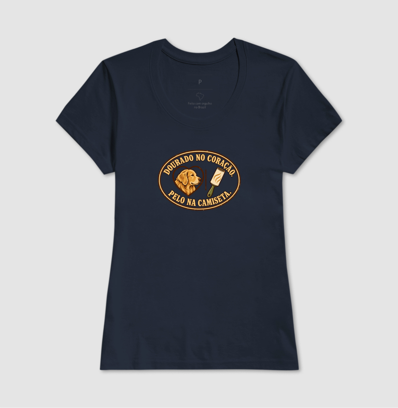 Dourado no coração. Pelo na camiseta. - Imagem 7