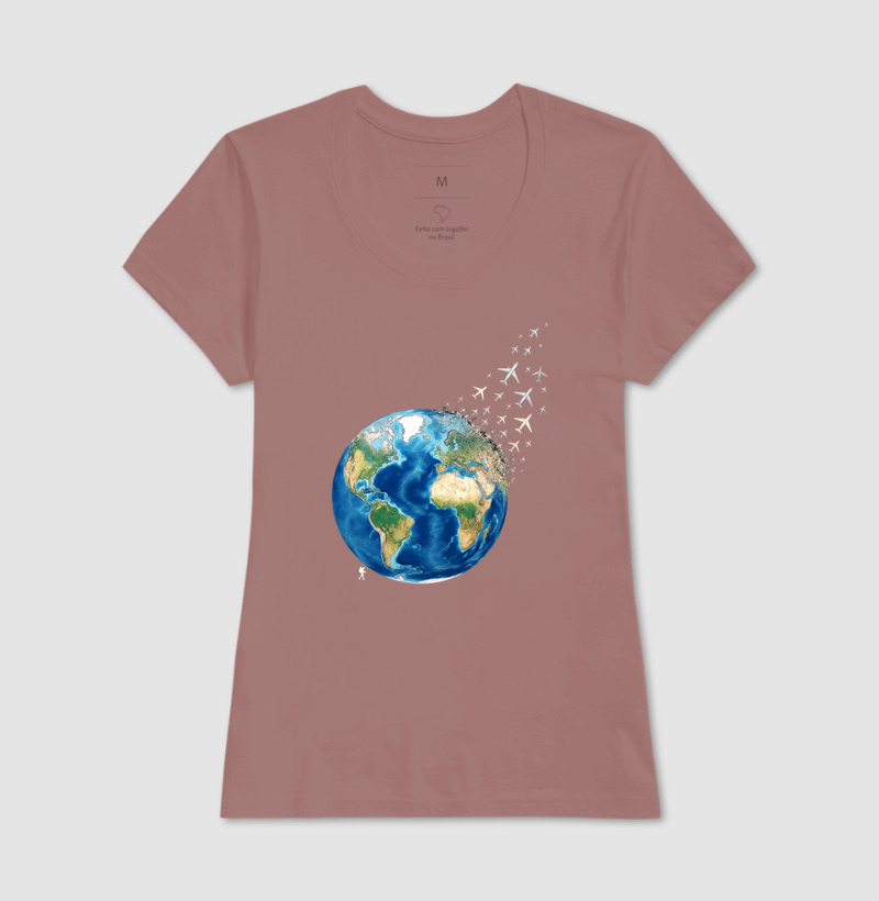 Camiseta Globo Terrestre Avioes Dispersos | Arte 3D Viagem Mundo | Colecao Viciados em Viagem - Imagem 20
