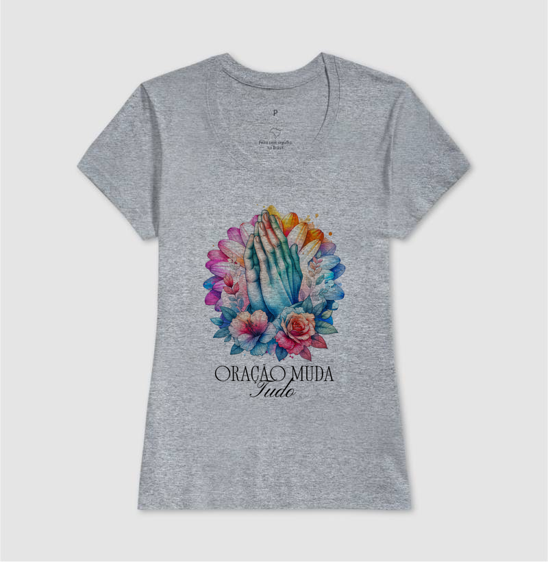 Camiseta Feminina Acinturada Oração Muda Tudo - Imagem 5