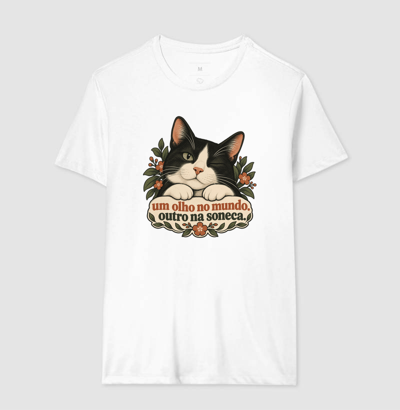 Camiseta Gato Minimalista "um olho no mundo" | Pelo & Pano - Imagem 4