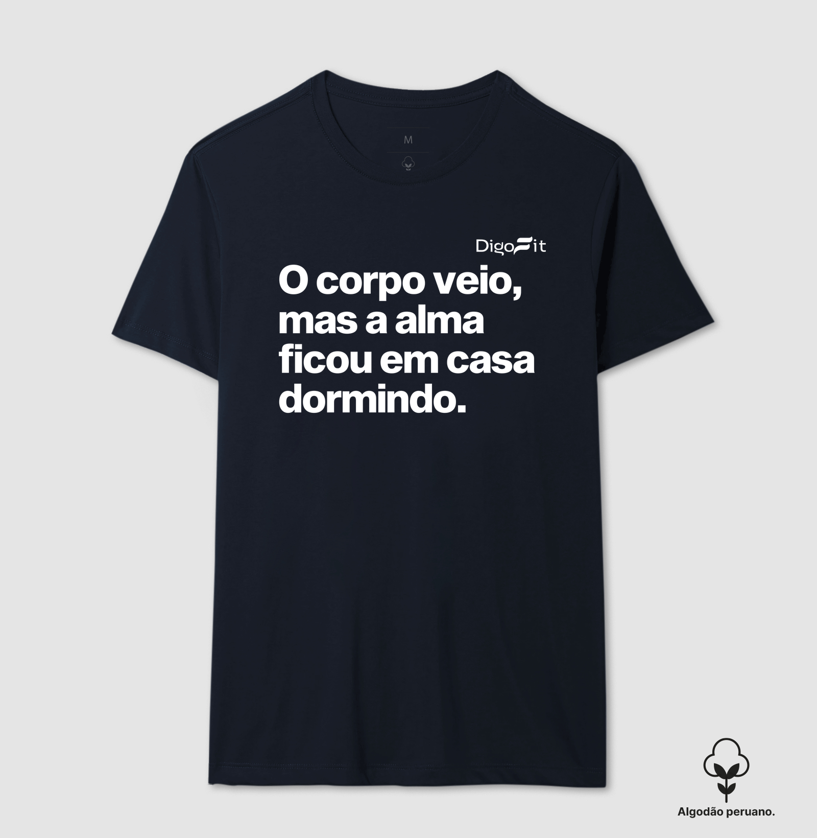 CAMISETA ALGODÃO PERUANO ACADEMIA O CORPO VEIO MAS A ALMA FICOU EM CASA - Imagem 3