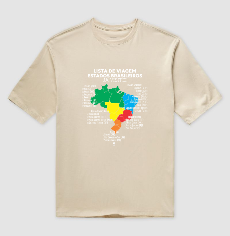 Camiseta Lista de Viagem Estados Brasileiros Ja Visitei | Mapa Brasil Auto Personalizavel | Colecao Personalizaveis - Imagem 3