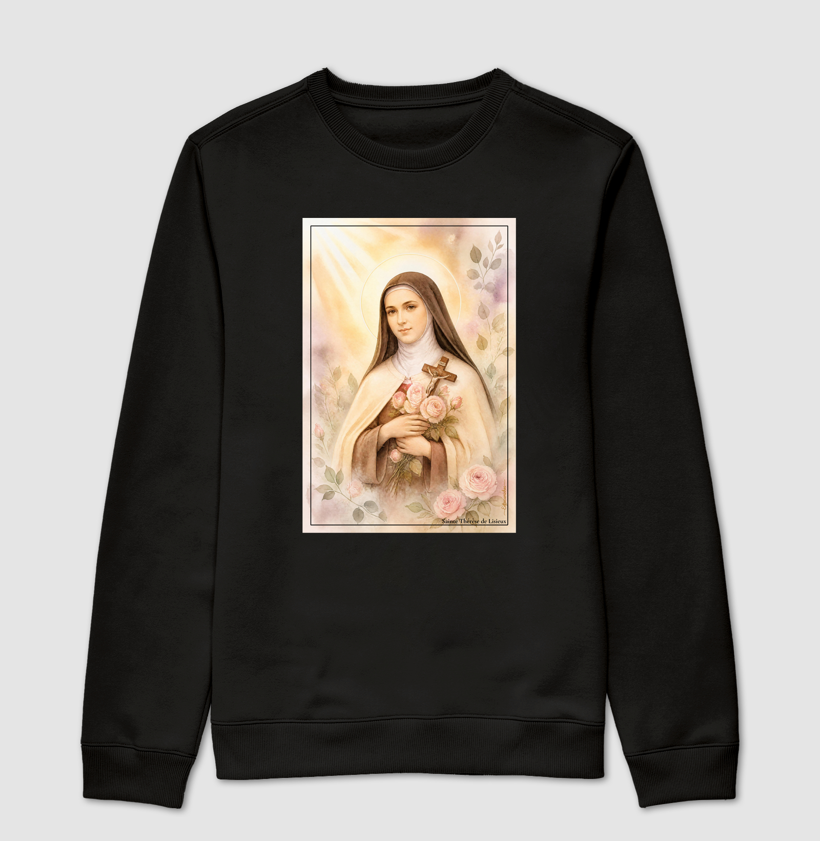 Santa Teresinha do Menino Jesus - Arte em Aquarela com Rosas - Imagem 4