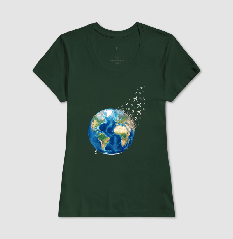 Camiseta Globo Terrestre Avioes Dispersos | Arte 3D Viagem Mundo | Colecao Viciados em Viagem - Imagem 16