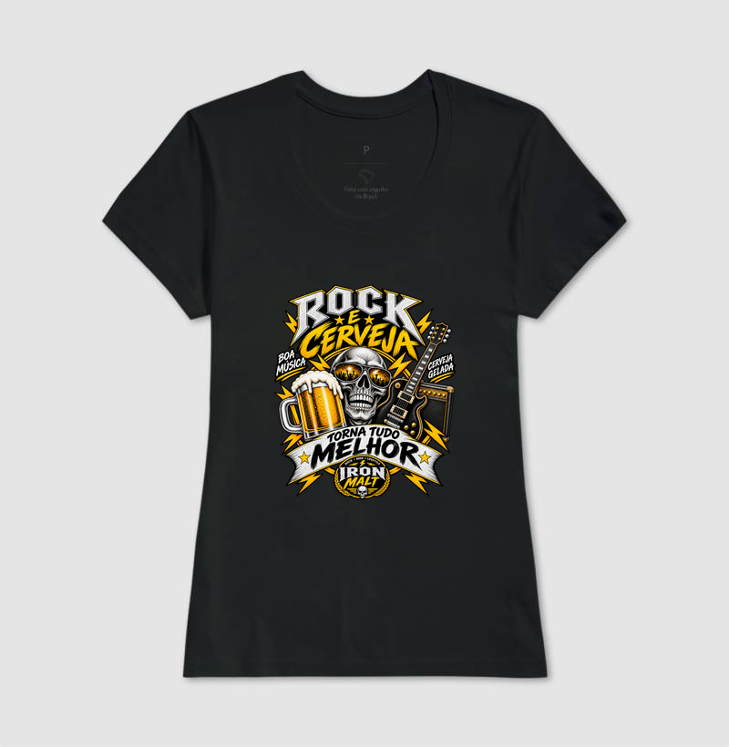 Camiseta Rock e Cerveja Caveira com Guitarra – Estilo Rock’n Roll | Iron Malte - Imagem 3