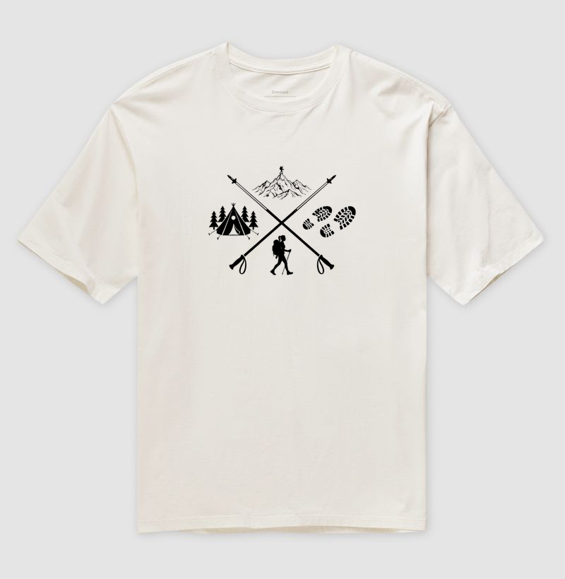 Camiseta Trilheira Montanha Acampamento | Bastoes Cruzados Hiking Feminino | Colecao Viciados em Viagem - Imagem 4