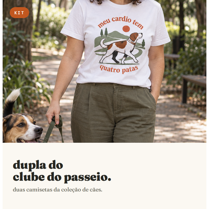 Kit Dupla Clube do Passeio | 2 Camisetas de Cachorro | Pelo & Pano