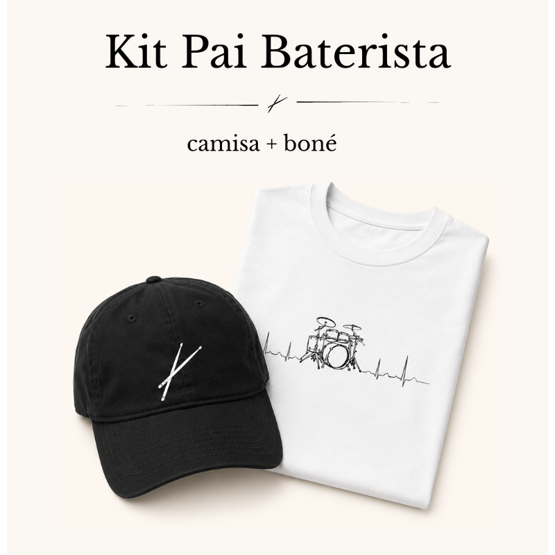 KIT PAI BATERISTA | HEARBEAT + BONÉ BAQUETAS