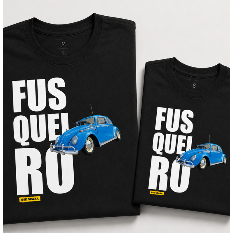 Kit Pai e Filho Fusqueiro Antigo Azul (1 camiseta Pai e 1 camiseta Filho)