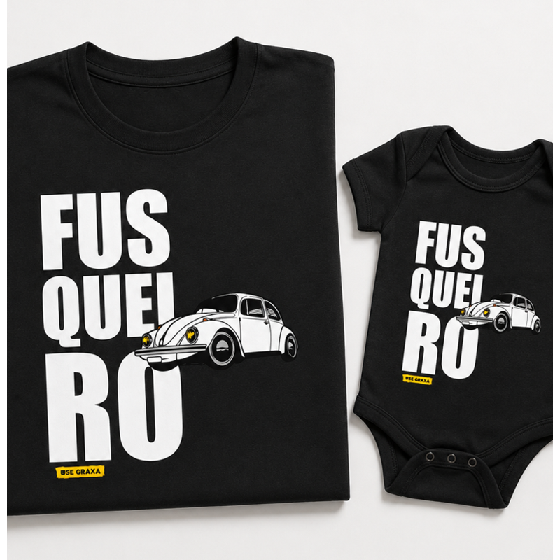 Kit Pai e Filho Fusqueiro Branco (1 camiseta Pai e 1 body Filho)