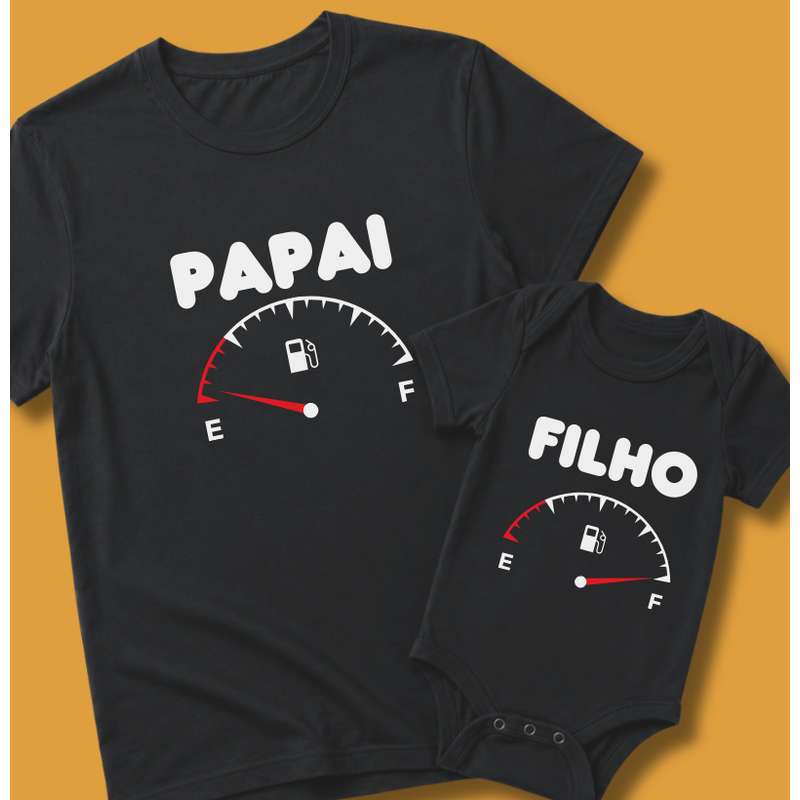Kit: Pai & Filho - Gasolina (camiseta + body bebê)
