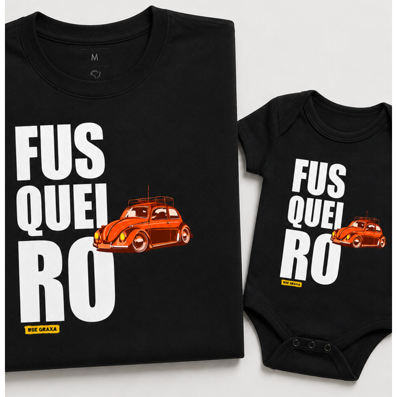 Kit Pai e Filho Fusqueiro Laranja (1 camiseta Pai e 1 body Filho)