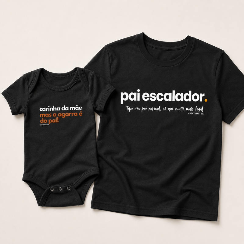Pai e filhos escalada camiseta + body