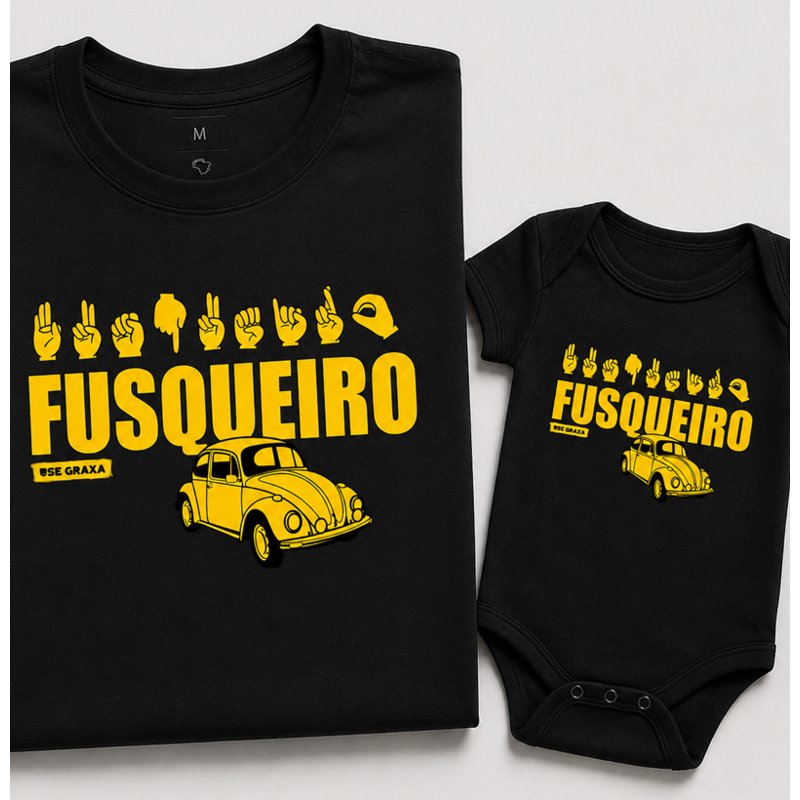 Kit Pai e Filho Fusqueiro Libras (1 camiseta Pai e 1 body Filho)