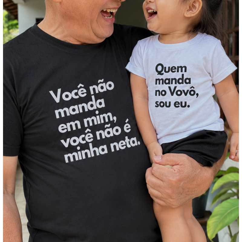 Kit: Você não manda em mim, você não é minha neta (avô/avó) & Quem manda no Vovô, sou eu (neta) (infantil)