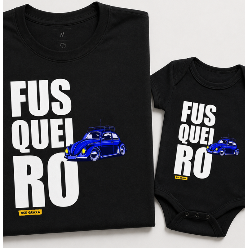 Kit Pai e Filho Fusqueiro Azul Escuro (1 camiseta Pai e 1 body Filho)
