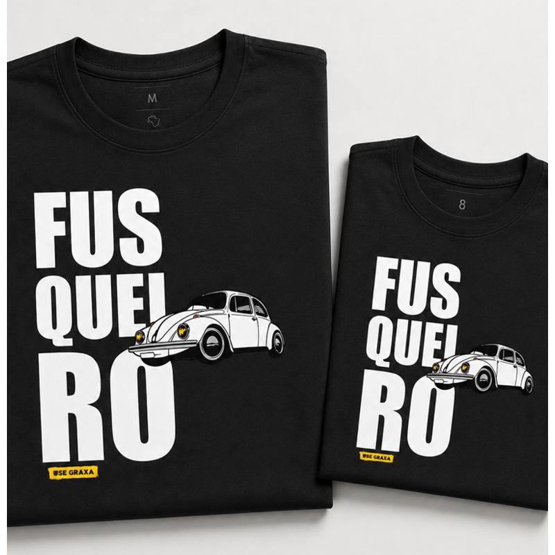 Kit Pai e Filho Fusqueiro Branco (1 camiseta Pai e 1 camiseta Filho)