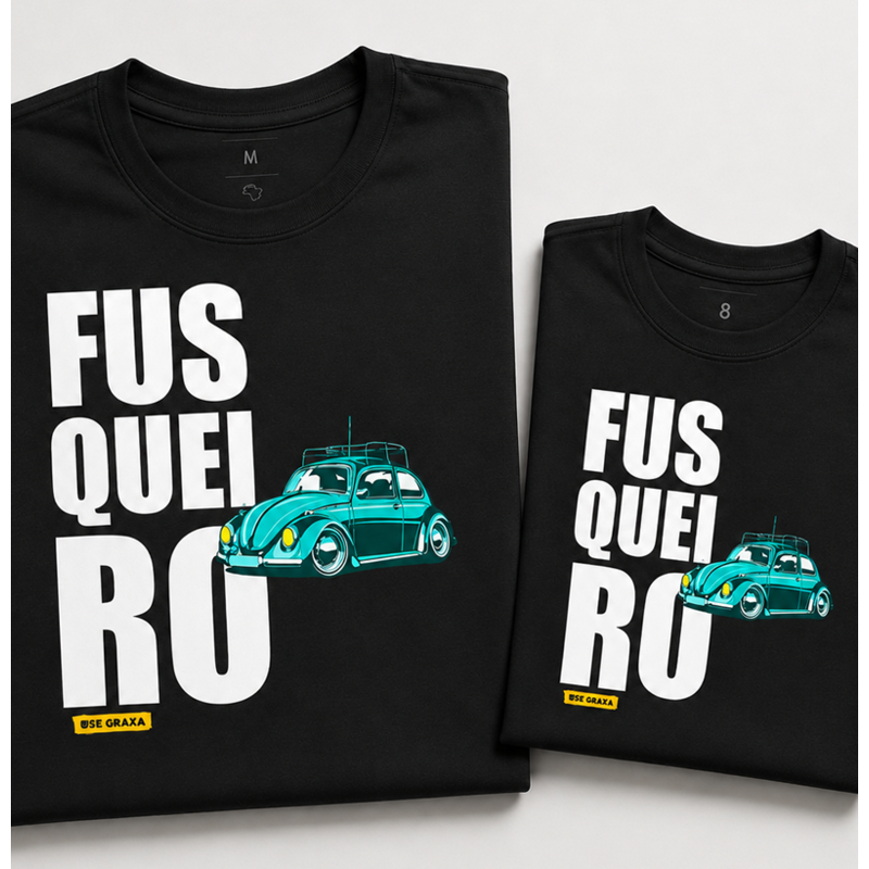 Kit Pai e Filho Fusqueiro Azul Claro 01 (1 camiseta Pai e 1 camiseta Filho)