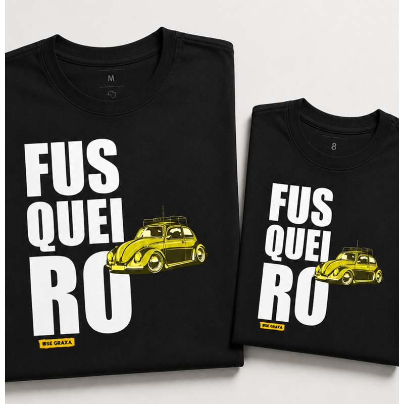 Kit Pai e Filho Fusqueiro Amarelo (1 camiseta Pai e 1 camiseta Filho)