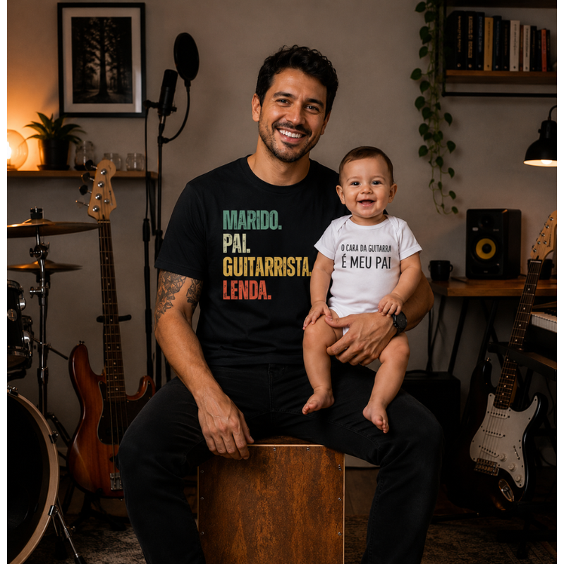 KIT PAI&BEBÊ GUITARRISTA | PAI, MARIDO + BODY CARA DA GUITARRA