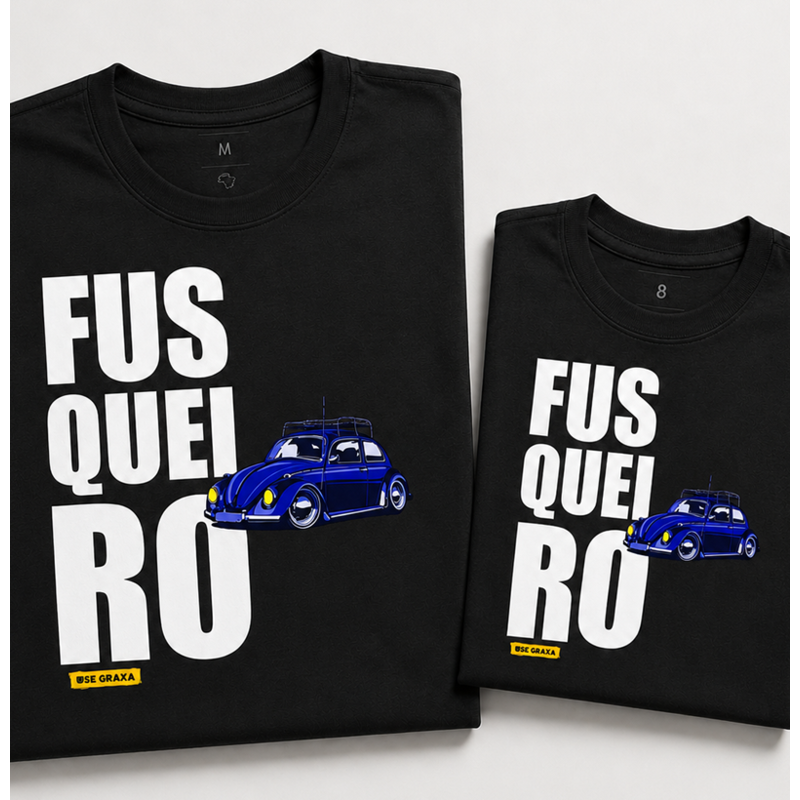 Kit Pai e Filho Fusqueiro Azul Escuro (1 camiseta Pai e 1 camiseta Filho)