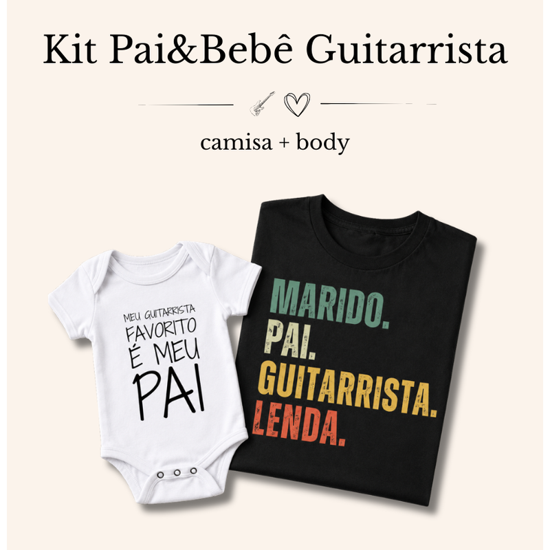 KIT PAPAI&BEBÊ BATERISTA | MARIDO, PAI + BODY GUITARRISTA FAVORITO
